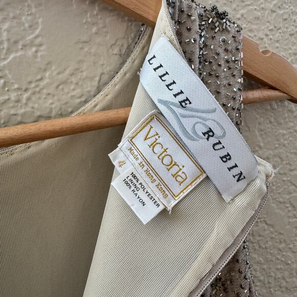 Lillie Rubin Victoria Champagne Beaded Formal Ball Gown - Picture 3 of 3